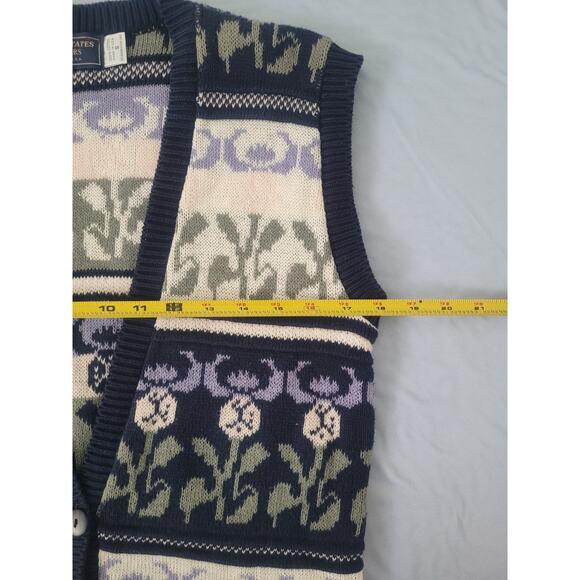 Vintage United States Sweaters Floral Knit Vest Sz S Grandma Cottagecore Preppy - Picture 5 of 7